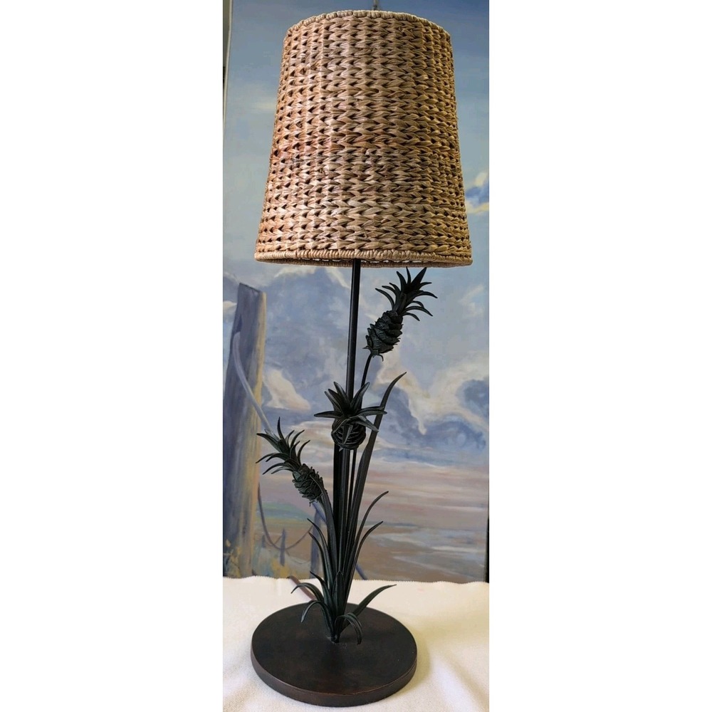Palecek Barring Pineapple Lamp With Seagrass Shade